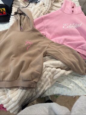 Edikted Pink & Taupe Crewneck Hoodies